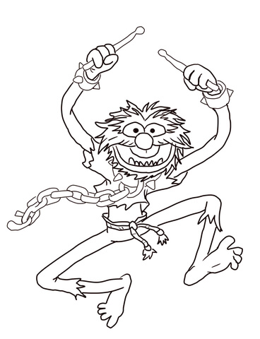 Muppets Animal With Drumsticks Coloring Page